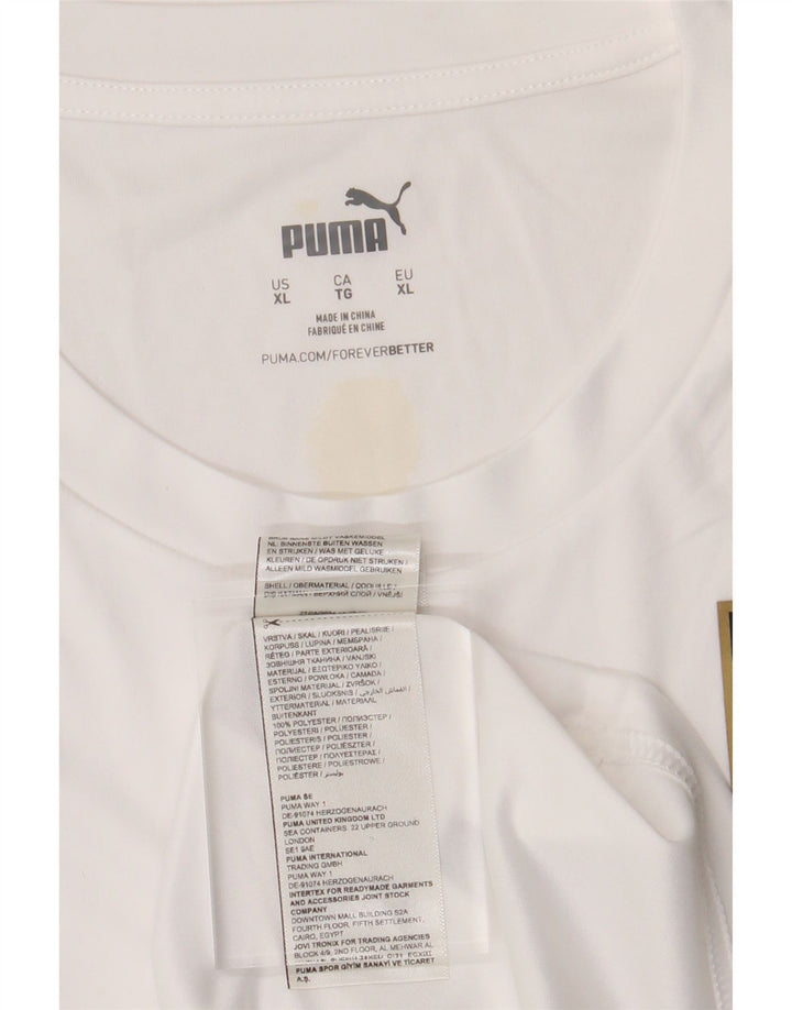 PUMA Mens Graphic T-Shirt Top XL White Polyester Vintage Puma and Second-Hand Puma from Messina Hembry 