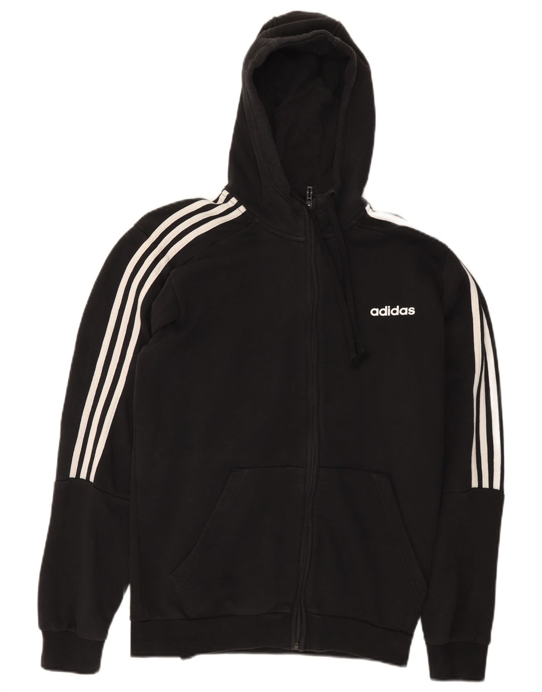 Maglione con cappuccio e zip Adidas da uomo in cotone nero medio
