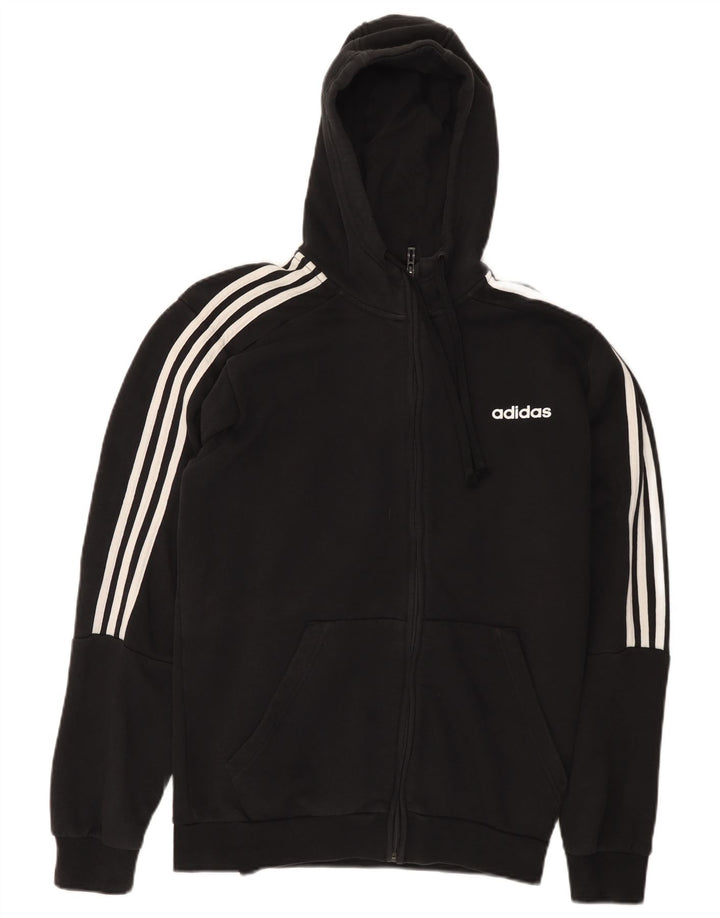 Maglione con cappuccio e zip Adidas da uomo in cotone nero medio