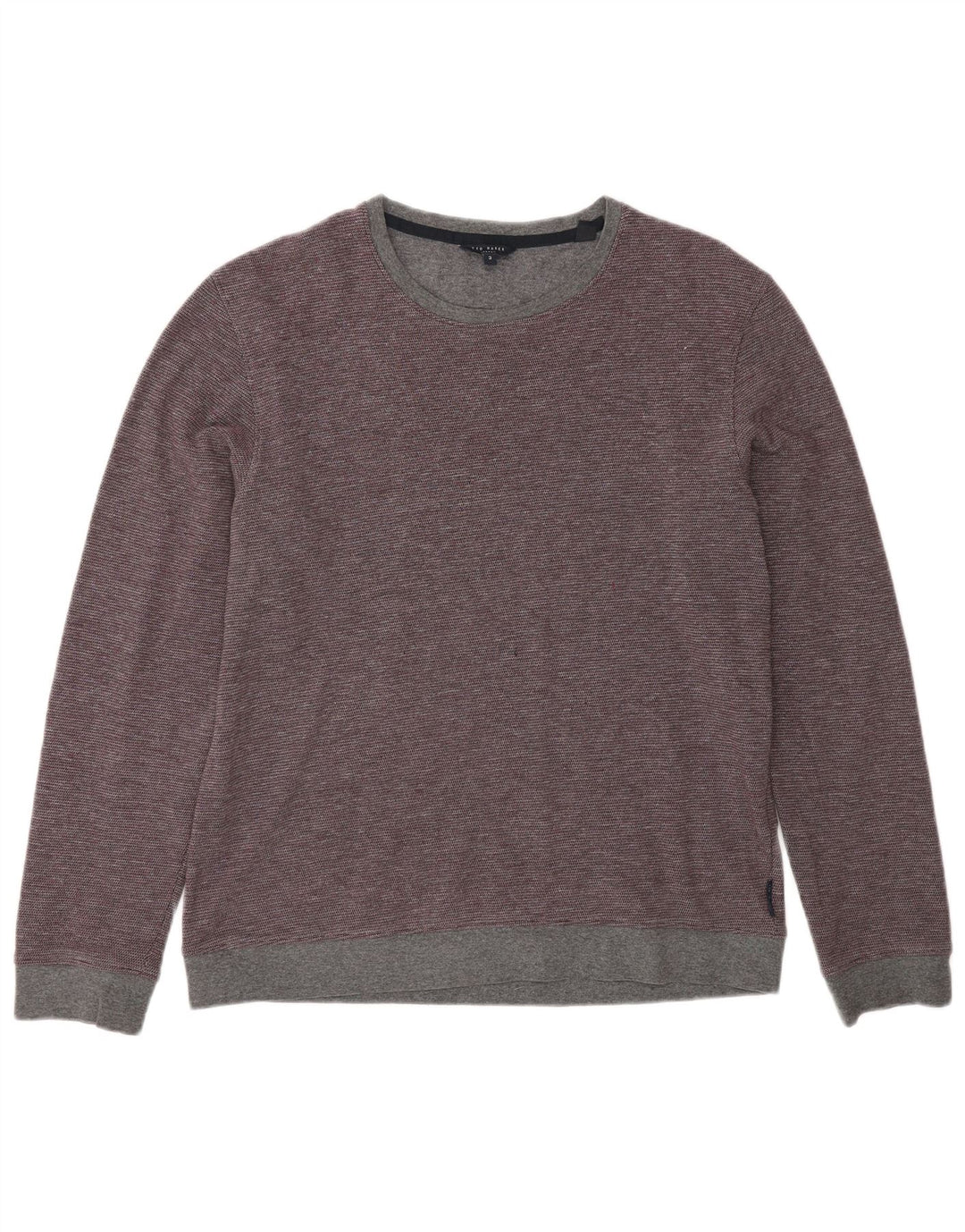 Maglione maglione girocollo da uomo Ted Baker taglia 3 cotone bordeaux medio