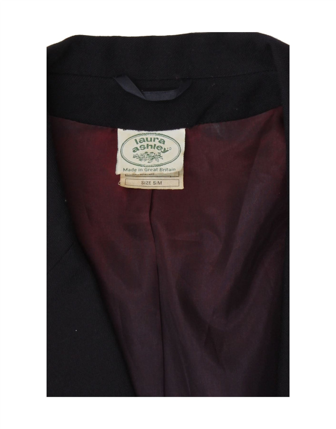 Giacca blazer a 2 bottoni da donna Laura Ashley UK 10 piccola in lana blu navy