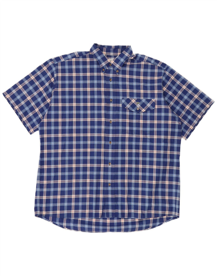 Camicia a maniche corte da uomo Lacoste taglia 43 grande quadri blu