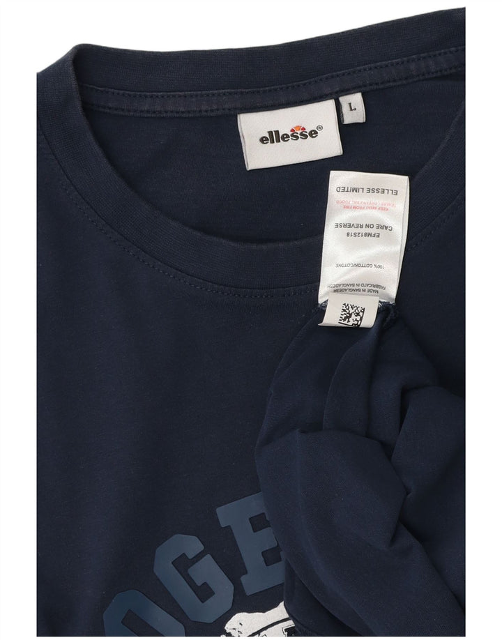 T-shirt grafica da uomo Ellesse Top grande in cotone blu navy