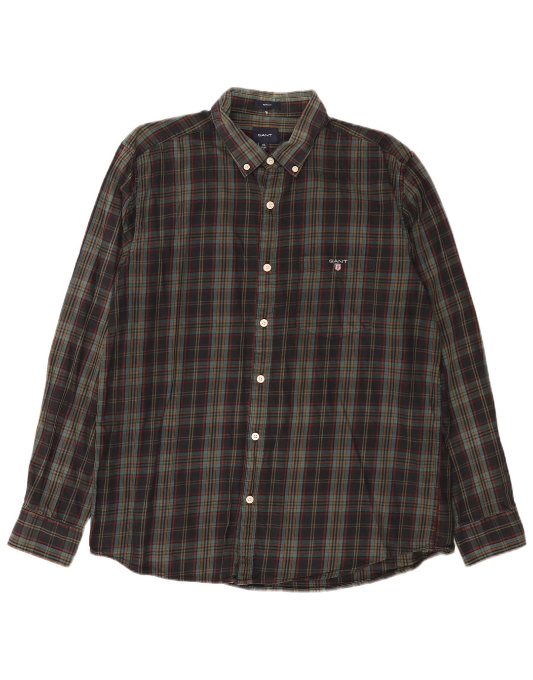 Gant Camicia da uomo in flanella vestibilità regolare taglia 42/43 17 2XL a quadri multicolore