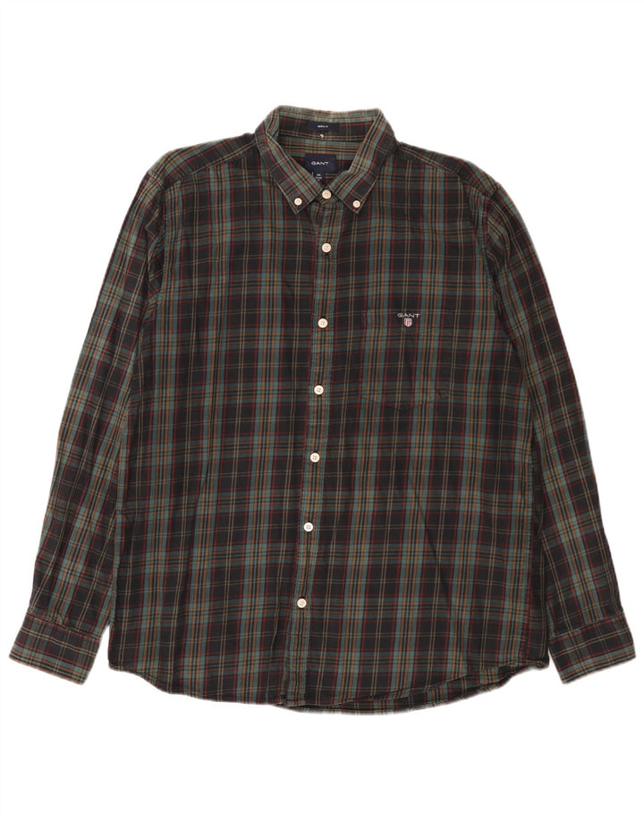 Gant Camicia da uomo in flanella vestibilità regolare taglia 42/43 17 2XL a quadri multicolore