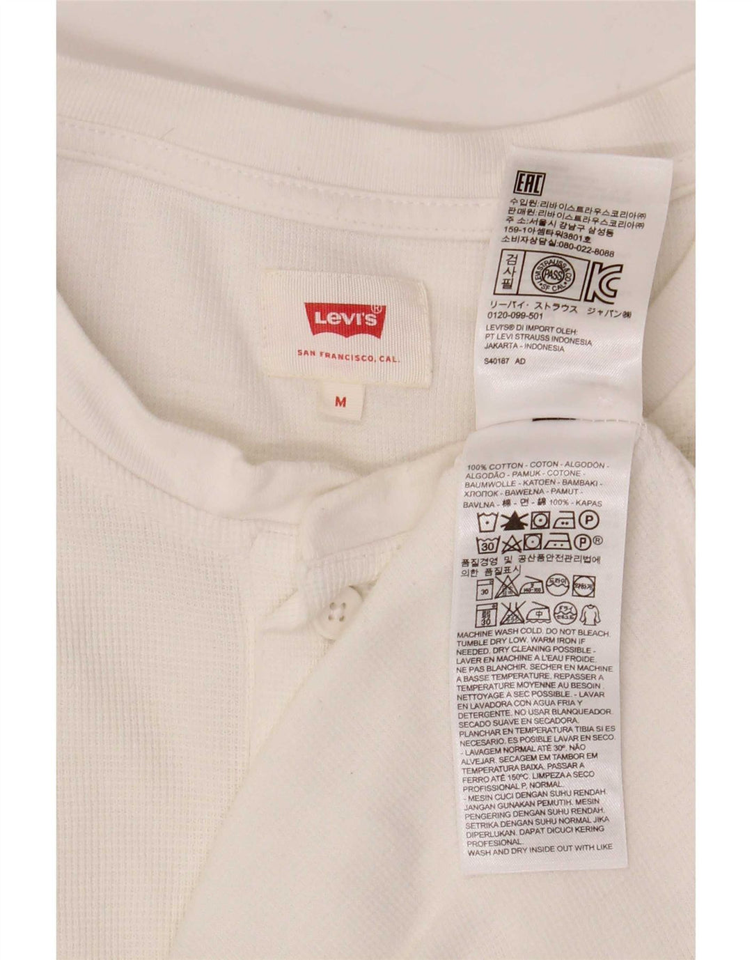 Levi's Maglia da uomo a maniche lunghe in cotone bianco medio