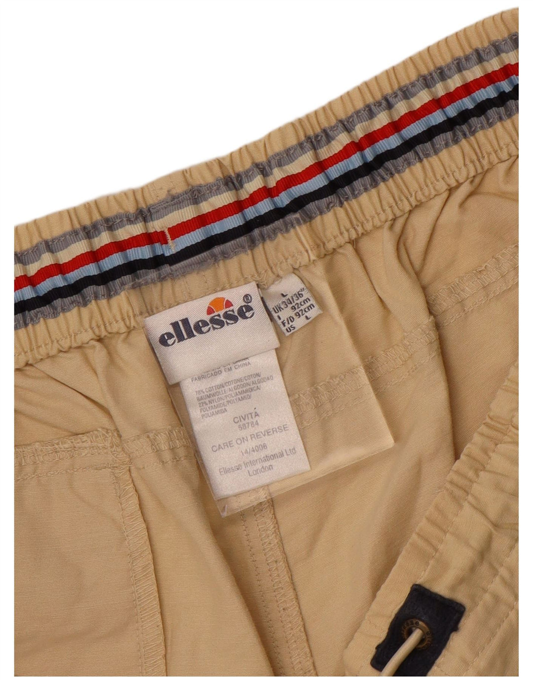 Pantaloncini sportivi da uomo Ellesse grandi in cotone color block beige