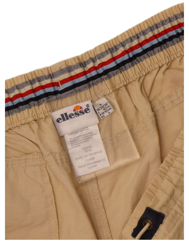 Pantaloncini sportivi da uomo Ellesse grandi in cotone color block beige
