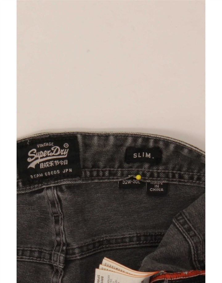 Pantaloncini di jeans slim corporale da uomo Superdry W32 cotone grigio medio