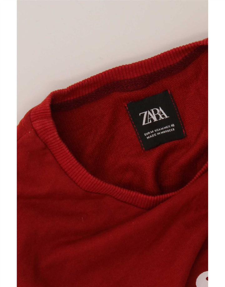 Felpa grafica da uomo Zara in cotone rosso medio