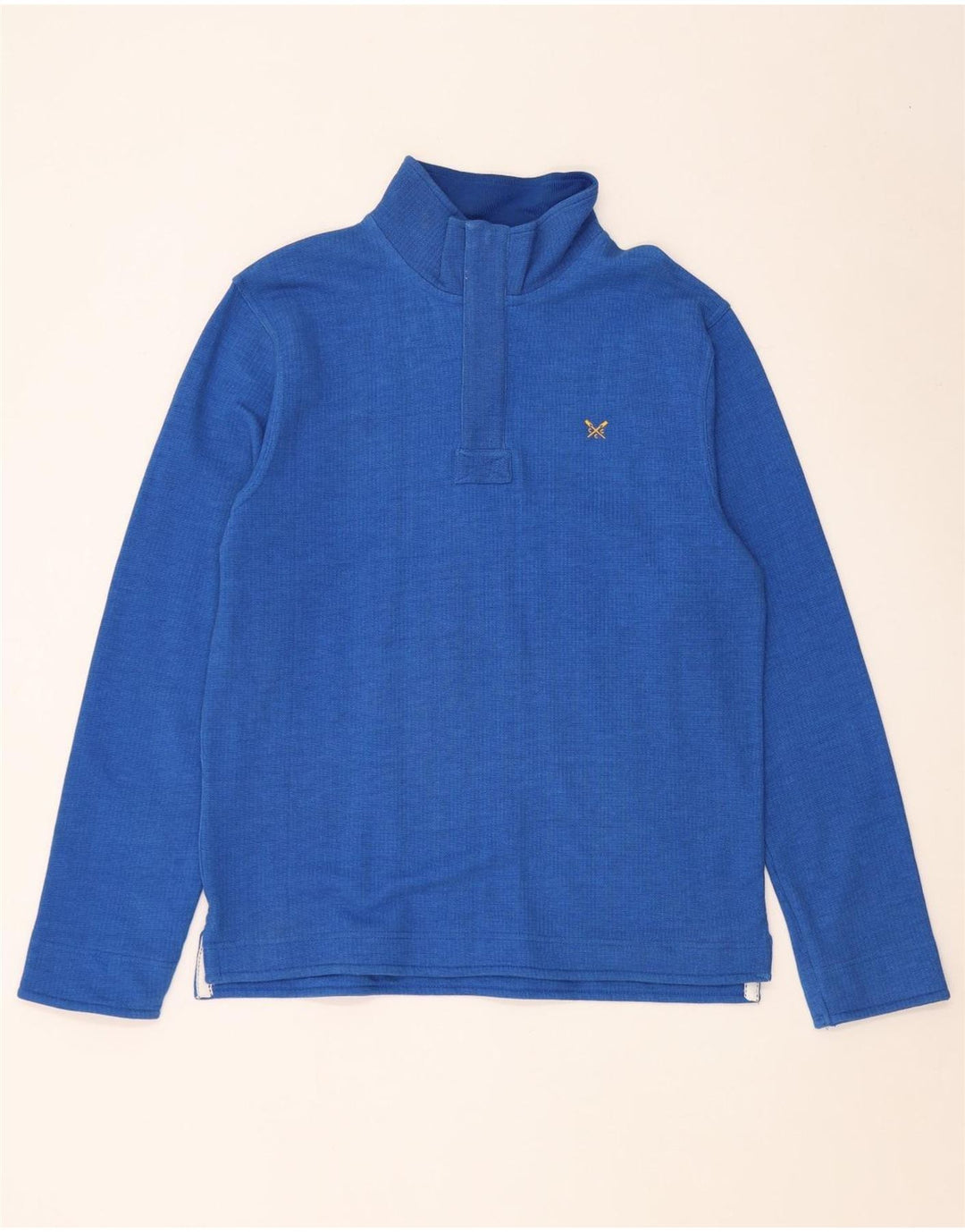 Crew Clothing Felpa con collo con zip da uomo Maglione in cotone blu medio