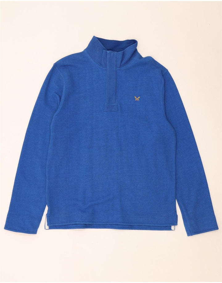 Crew Clothing Felpa con collo con zip da uomo Maglione in cotone blu medio