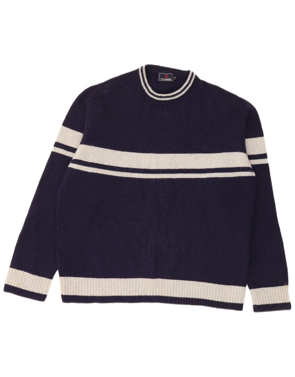 Maglione girocollo da uomo Ivy Oxford XL in lana color block blu navy
