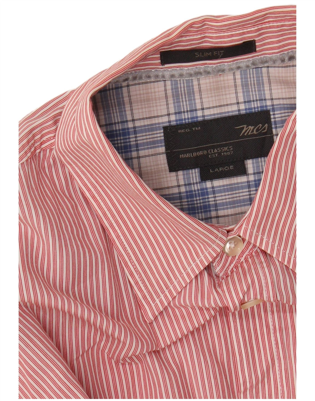 MARLBORO CLASSICS Camicia slim fit da uomo grande gessato rosa