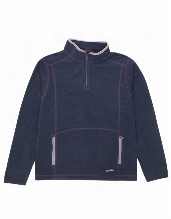 Maglione in pile da donna con collo e zip Weird Fish UK 18 XL poliestere blu navy