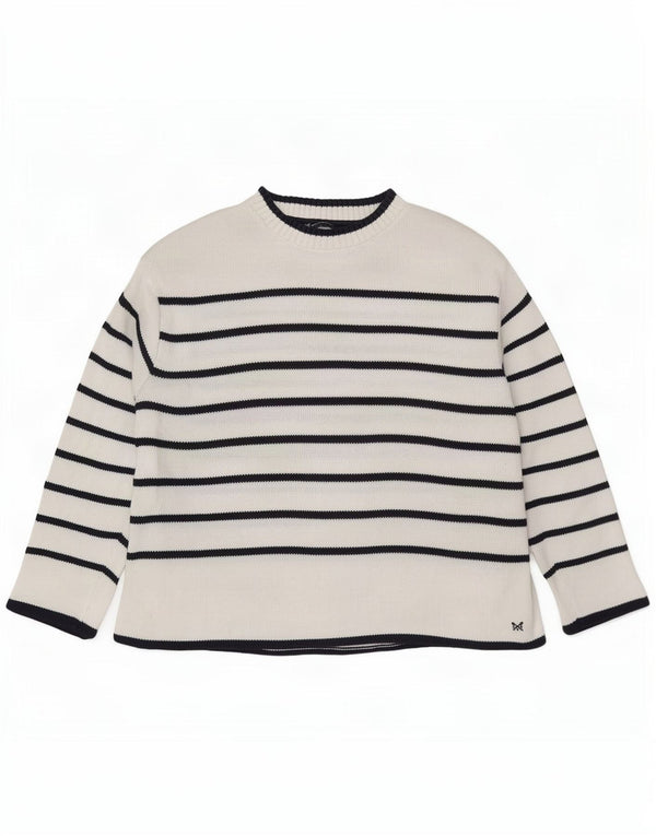 Crew Clothing Maglione da donna con collo al collo UK 20 2XL a righe bianche