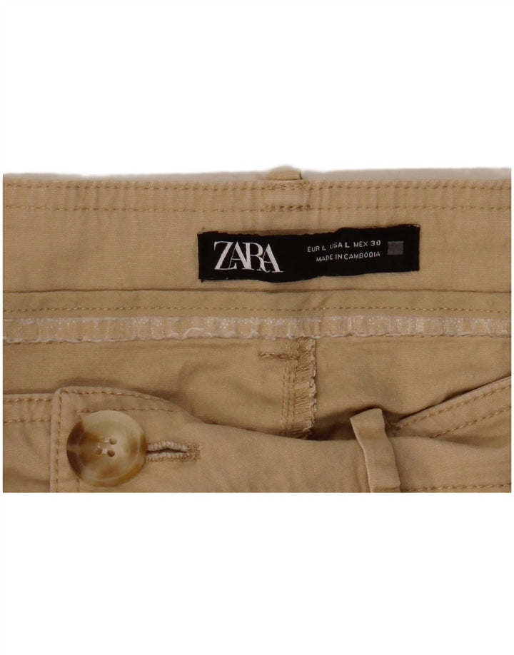 Pantaloni corti affusolati a vita alta ZARA da donna grandi W30 L24 Beige