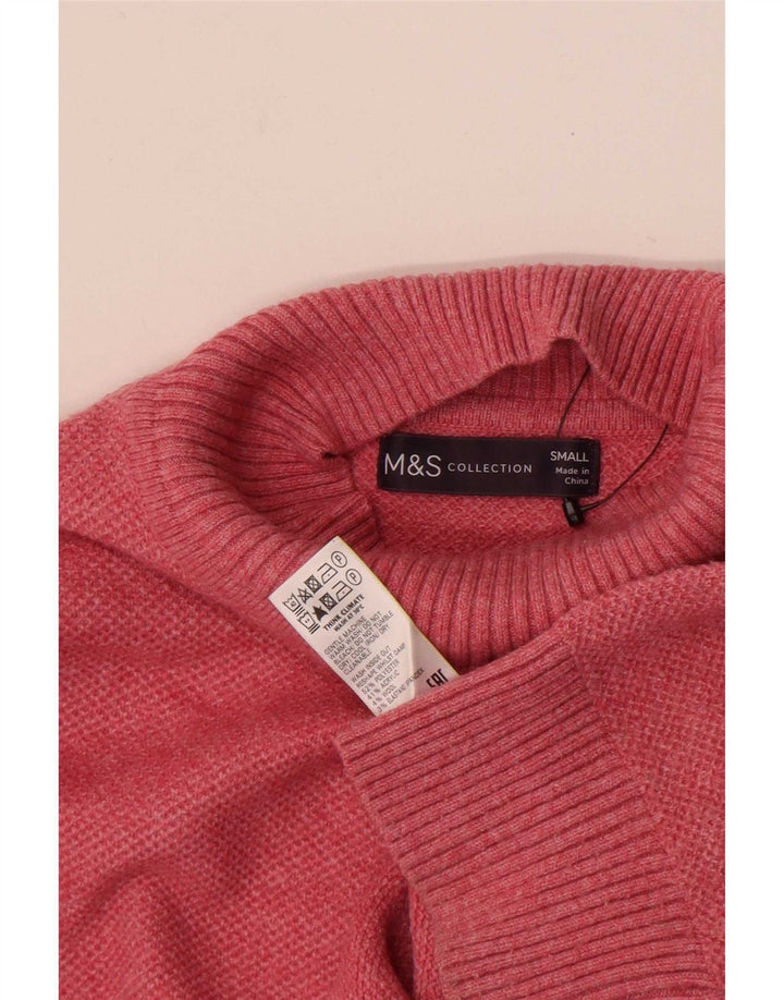 Maglione maglione a collo alto da donna Marks & Spencer UK 10 piccolo rosa