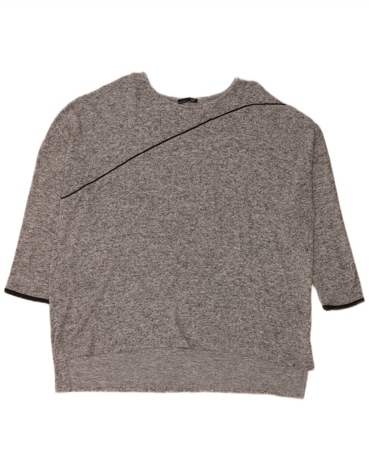 Top oversize da donna Zara con maniche a 3/4 UK 14 Grigio medio chiazzato