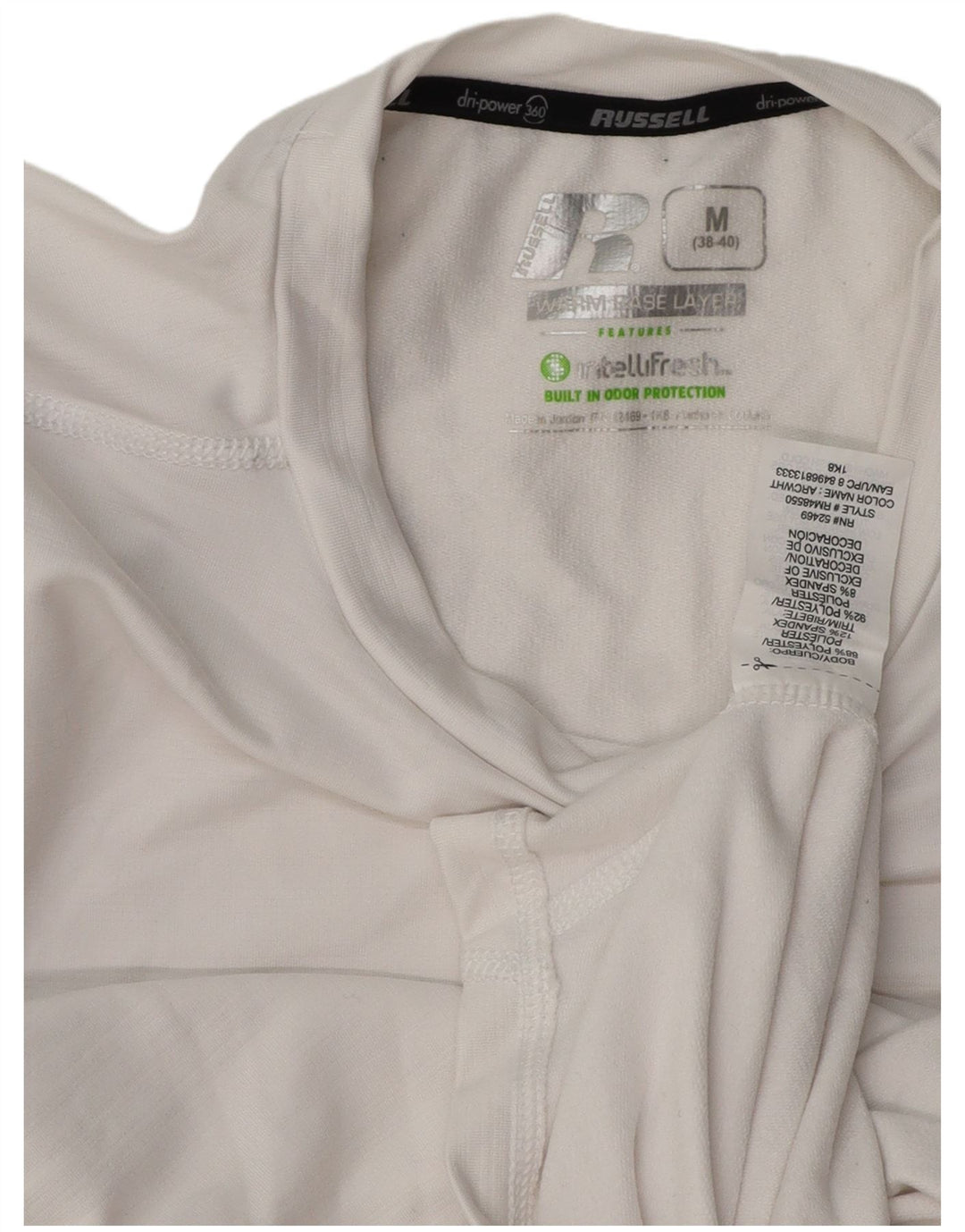 Maglia da uomo a maniche lunghe RUSSELL ATHLETIC UK 38/40 Poliestere bianco medio