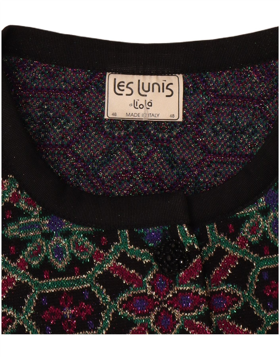 Maglione cardigan da donna Les Lunis IT 48 XL Lana geometrica multicolore