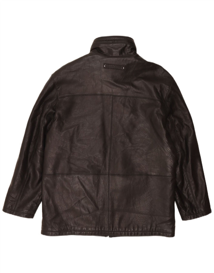 Giacca in pelle con cappuccio da uomo Pierre Cardin UK 44 2XL Nera