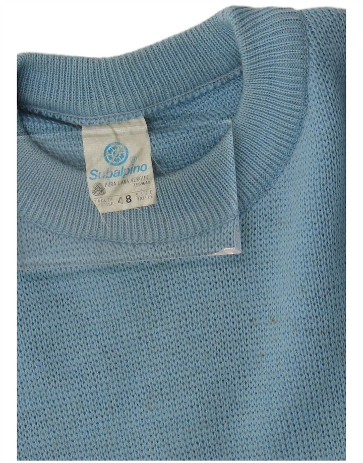 Maglione vintage da uomo girocollo IT 48 piccolo blocco colore blu