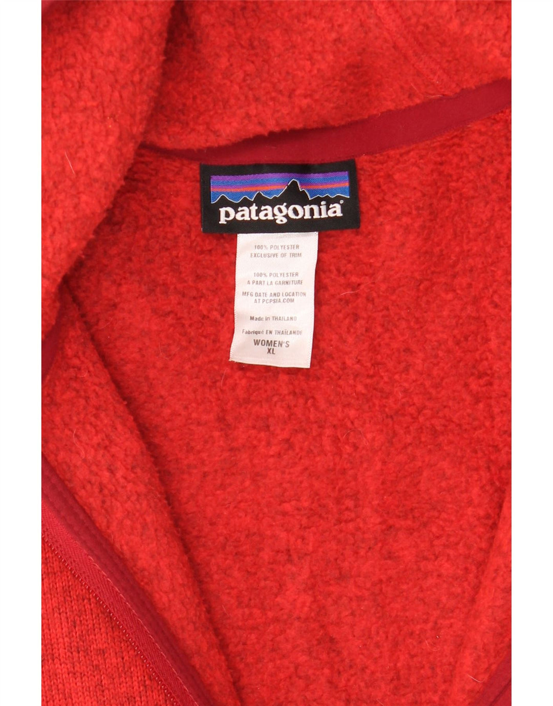 PATAGONIA Felpa con cappuccio e zip da donna UK 18 XL Poliestere rosso