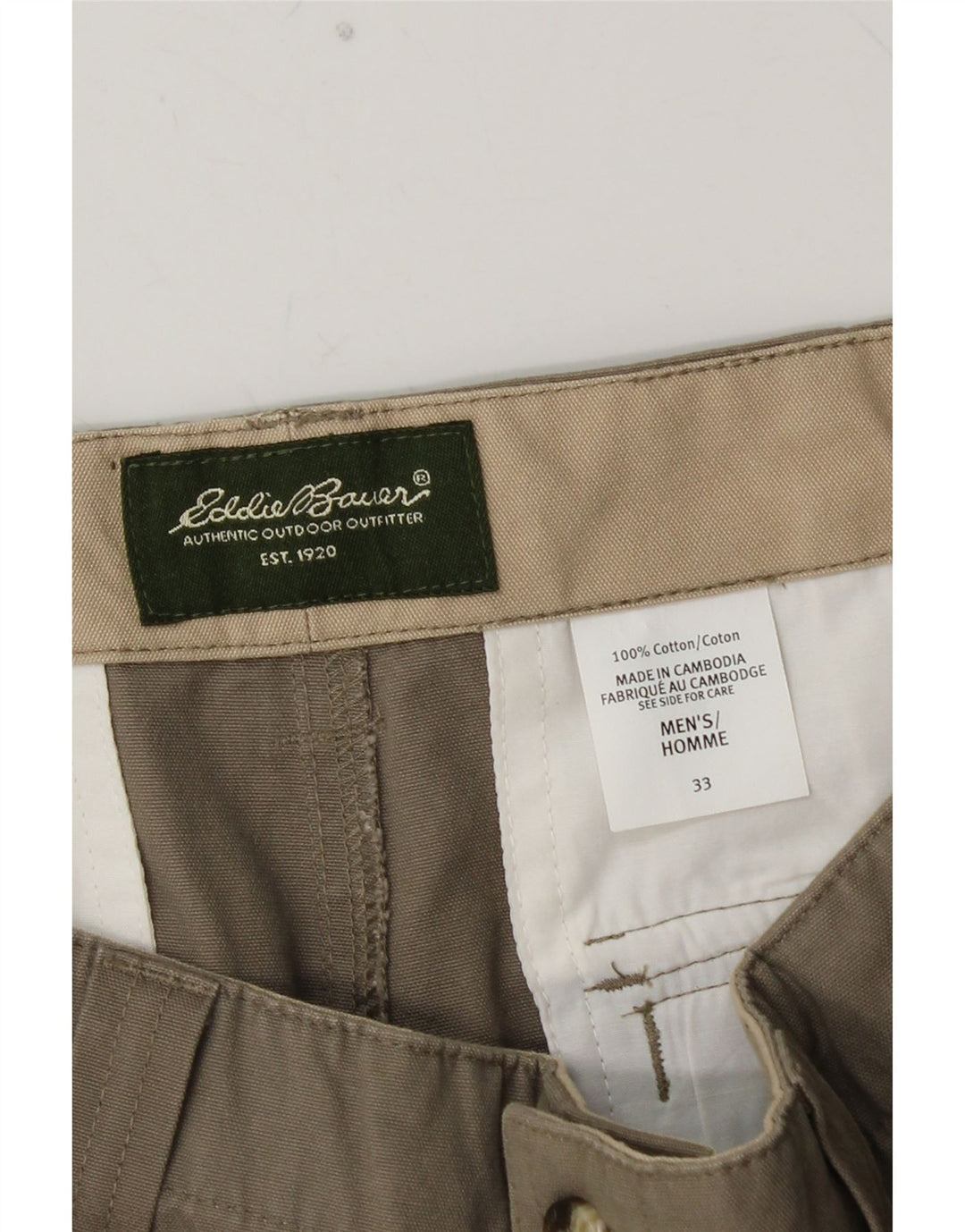 Pantaloncini cargo da uomo EDDIE BAUER W33 cotone kaki medio