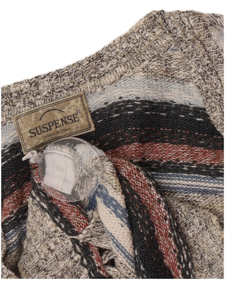 Maglione cardigan da uomo Suspence IT 50 medio a righe multicolore