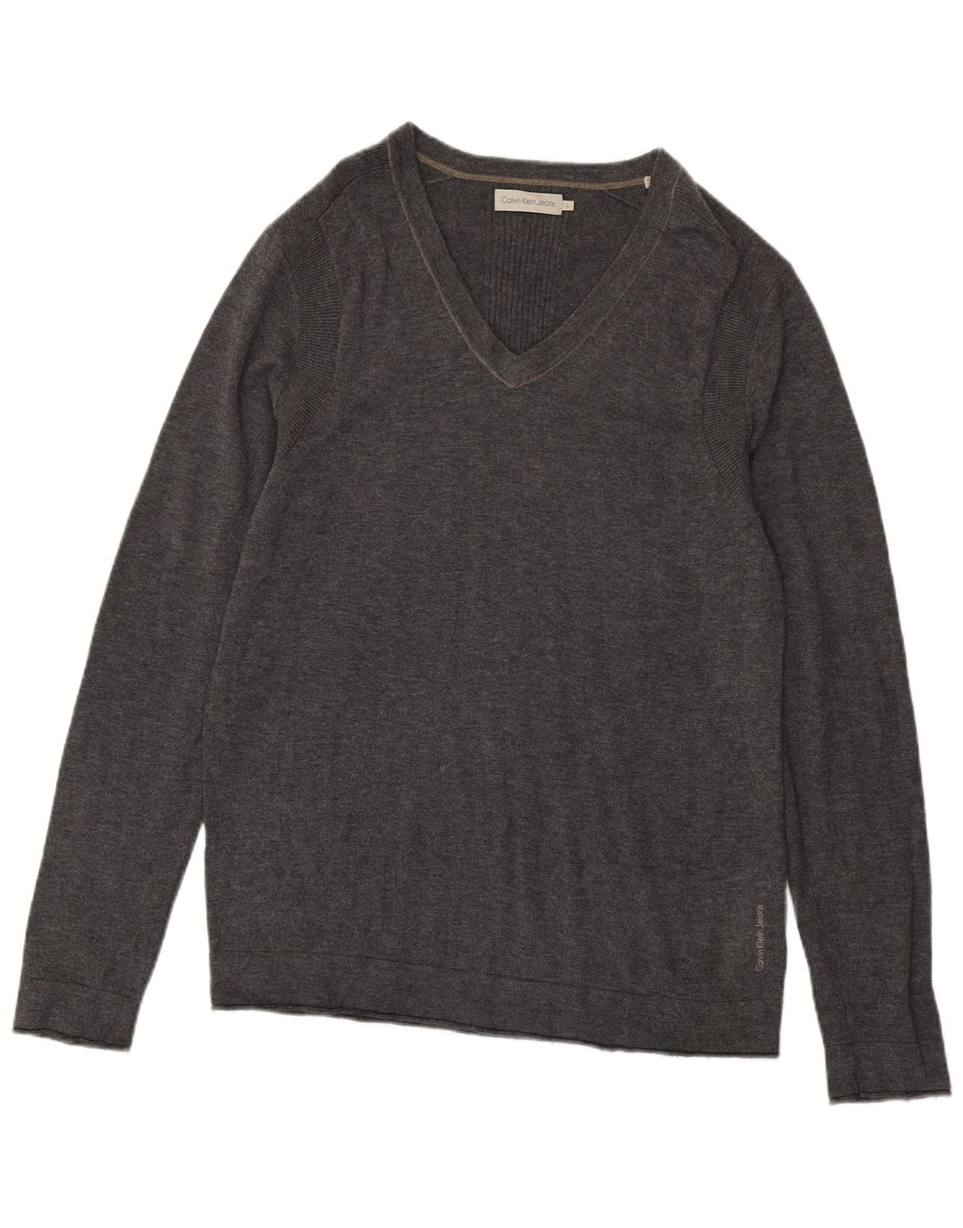 Maglione maglione con scollo a V da uomo Calvin Klein Jeans grande nylon grigio