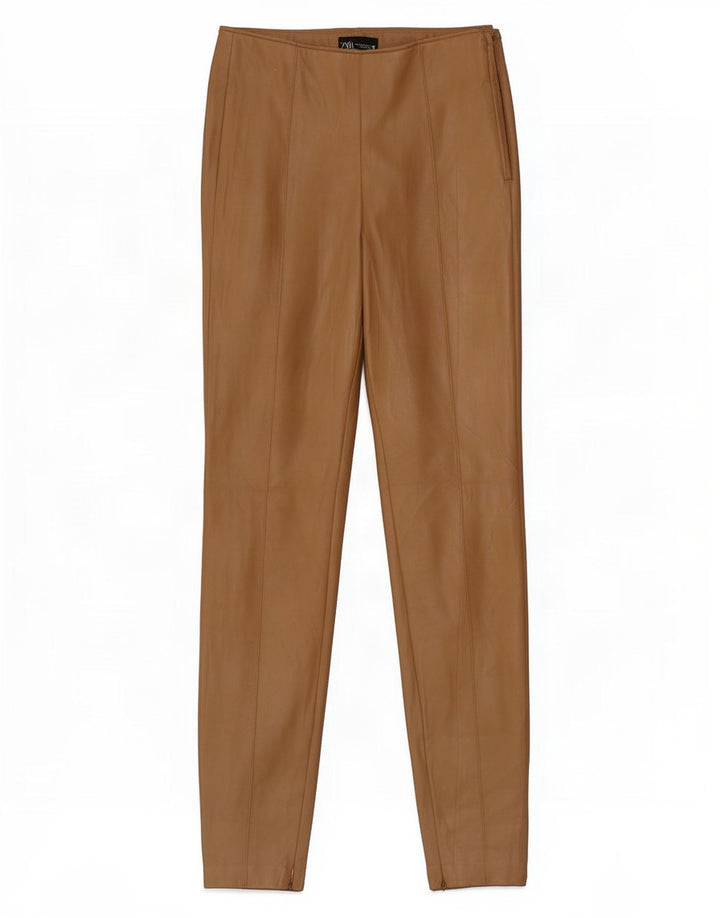 Leggings Zara da donna in ecopelle UK 14 poliestere marrone medio