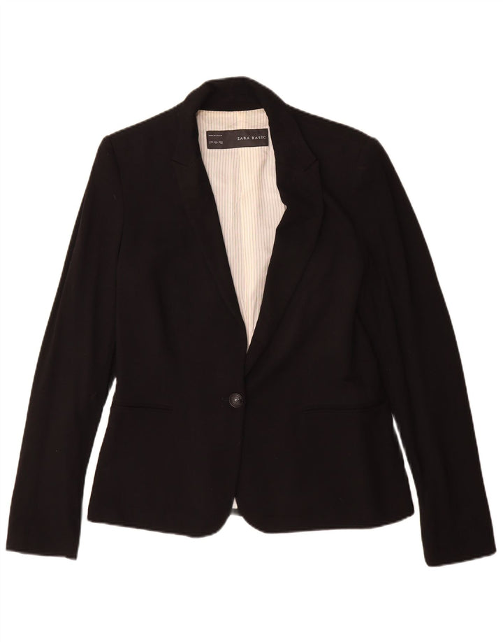 Giacca blazer a 1 bottone da donna Zara UK 16 grande viscosa nera