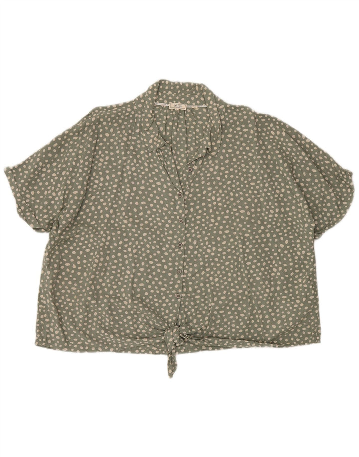 FAT FACE Camicetta da donna con cravatta sul davanti UK 20 2XL Verde maculato