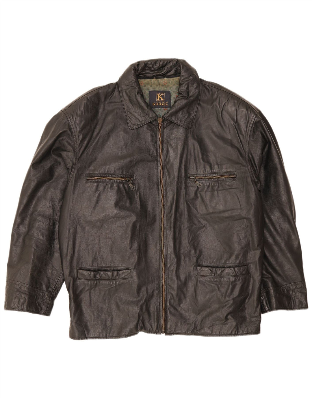 Giacca in pelle vintage da uomo UK 42 XL nera