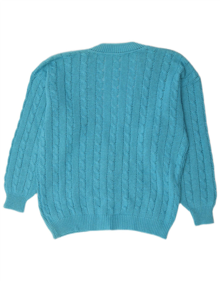 Maglione cardigan vintage da uomo grande blu