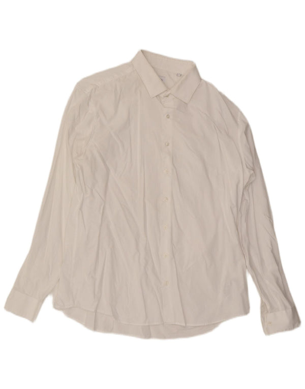 Camicia slim fit da uomo Calvin Klein taglia 17 1/2 XL cotone bianco