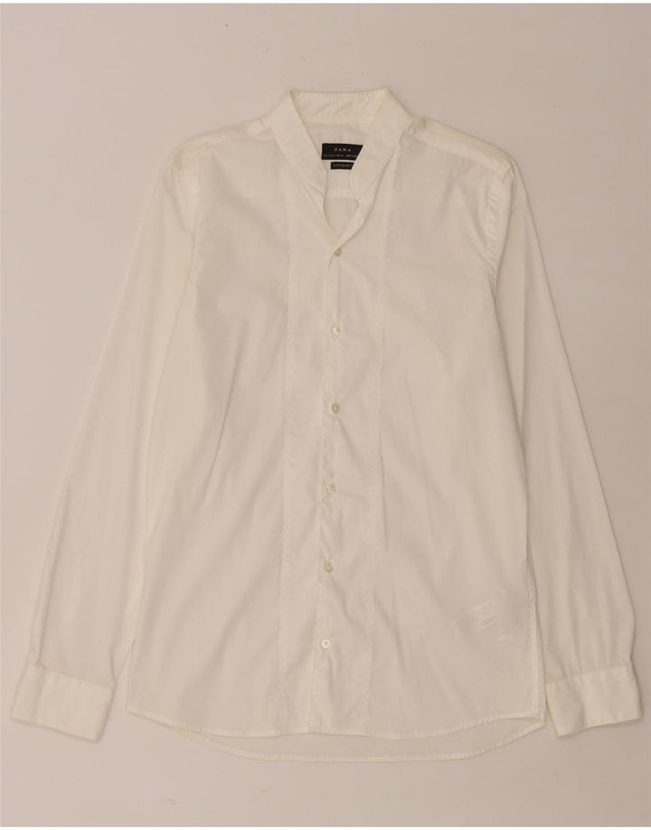 Camicia ZARA da uomo super slim fit in cotone bianco medio
