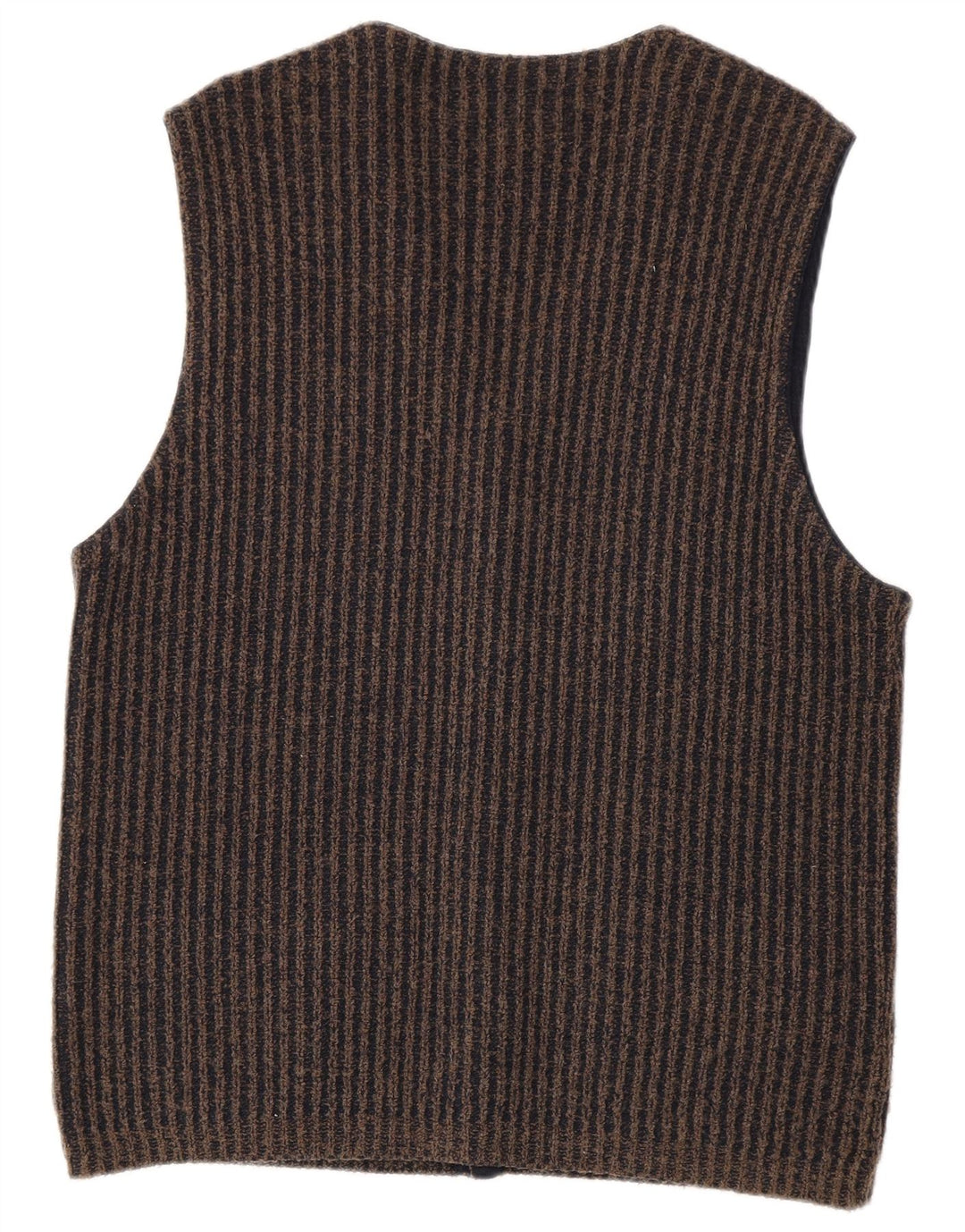 Maglione cardigan senza maniche da uomo Commander IT 50 Lana a righe grigio medio