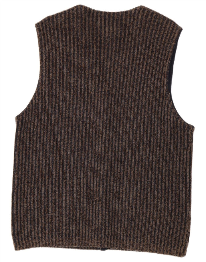 Maglione cardigan senza maniche da uomo Commander IT 50 Lana a righe grigio medio