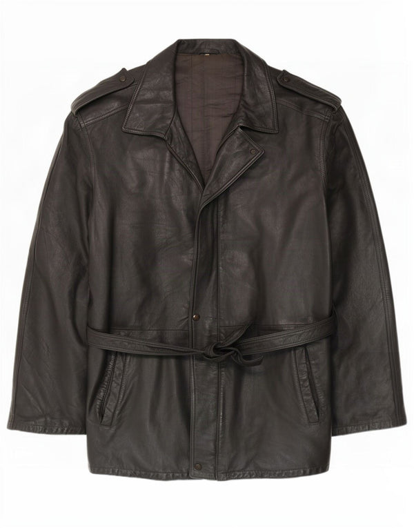 Giacca in pelle vintage da uomo UK 42 XL nera