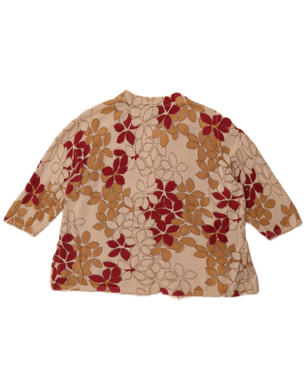 Maglione cardigan con maniche a 3/4 da donna Eddie Bauer UK 20 2XL Beige floreale