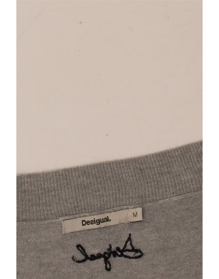 DESIGUAL Maglione da donna con scollo a V grafico UK 14 Grigio medio floreale