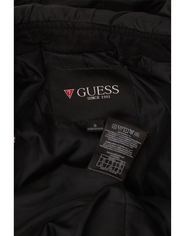 GUESS Mens 2 Button Hooded Blazer Jacket UK 36 Small Black Cotton Vintage Guess and Second-Hand Guess from Messina Hembry 
