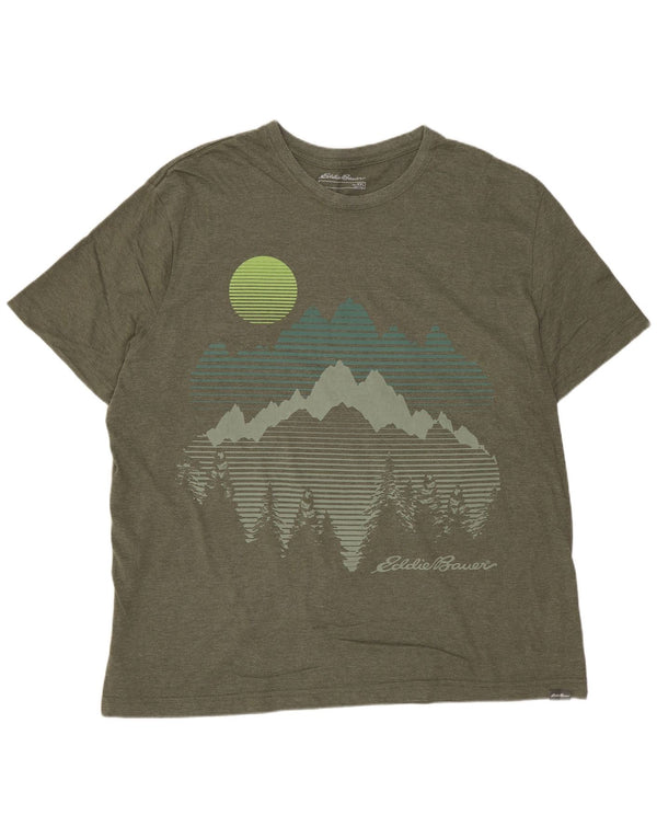 T-shirt grafica da uomo Eddie Bauer Top 2XL cotone kaki