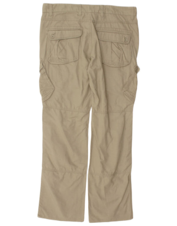 Vintage Mens Straight Cargo Trousers W35 L32 Beige
