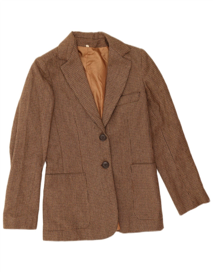 Giacca blazer vintage da donna a 2 bottoni IT 42 pied de poule marrone medio