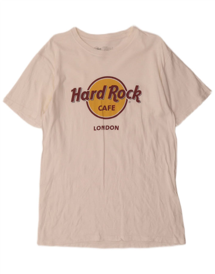 HARD ROCK CAFE T-shirt grafica da uomo di Londra, cotone bianco medio