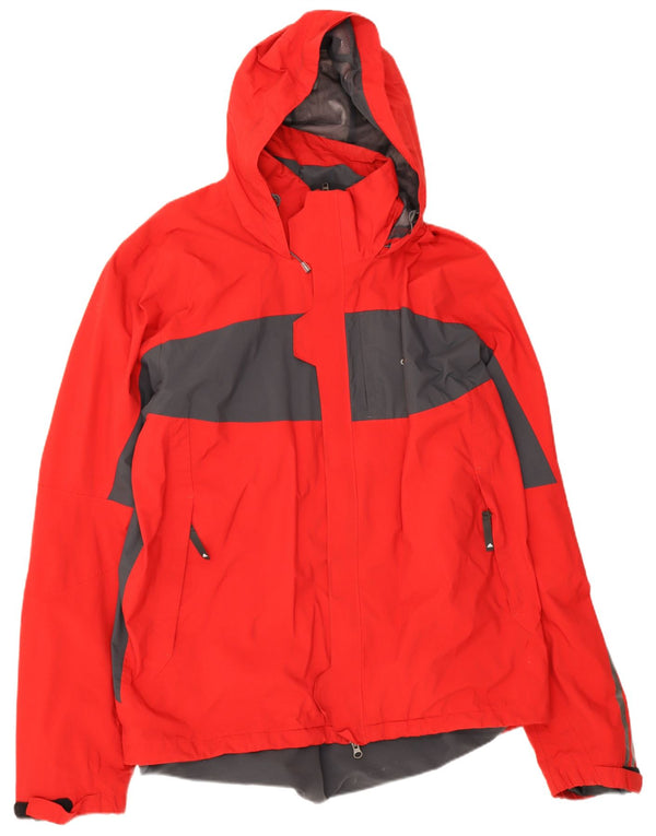 Giacca a vento con cappuccio da uomo Adidas UK 44 2XL Poliammide color block rosso