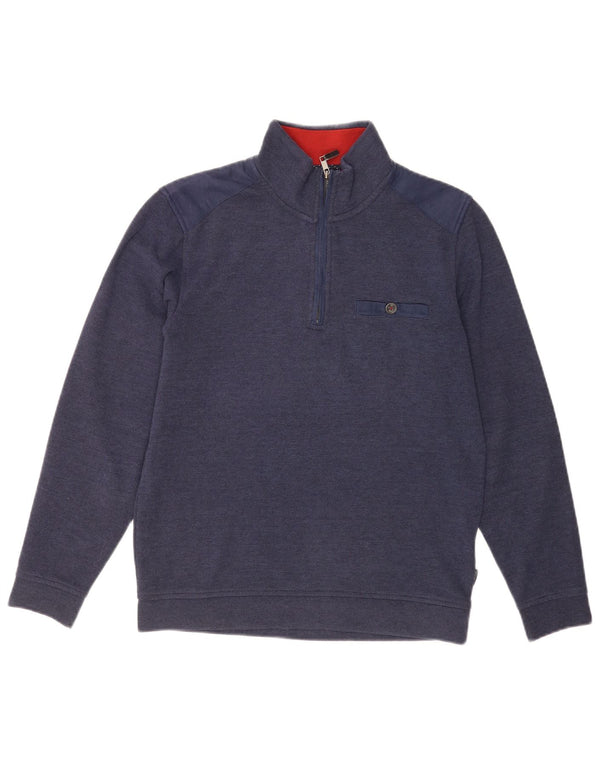 Felpa da uomo con collo con zip Ted Baker, taglia 2, piccola, in poliestere blu navy